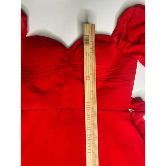 UGC Stunning Crimson Red Floor-Length Evening Gown - Sweetheart Neckline - Picture 6 of 10